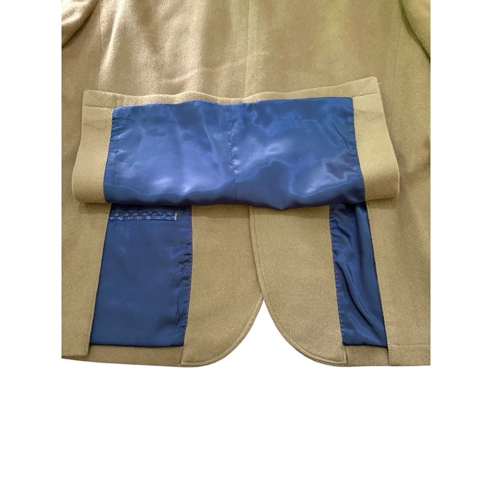 Cremieux Blazer‎ Men L Tan Wool Sports Coat Elbow Patches 48R Preppy heritage